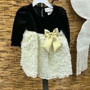 Rare Editions Baby Girls Long Sleeves Velvet and Soutache Social Dress - Gold Si
